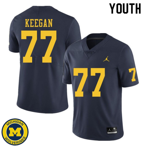 Youth Michigan Wolverines #77 Trevor Keegan Navy High School Jersey